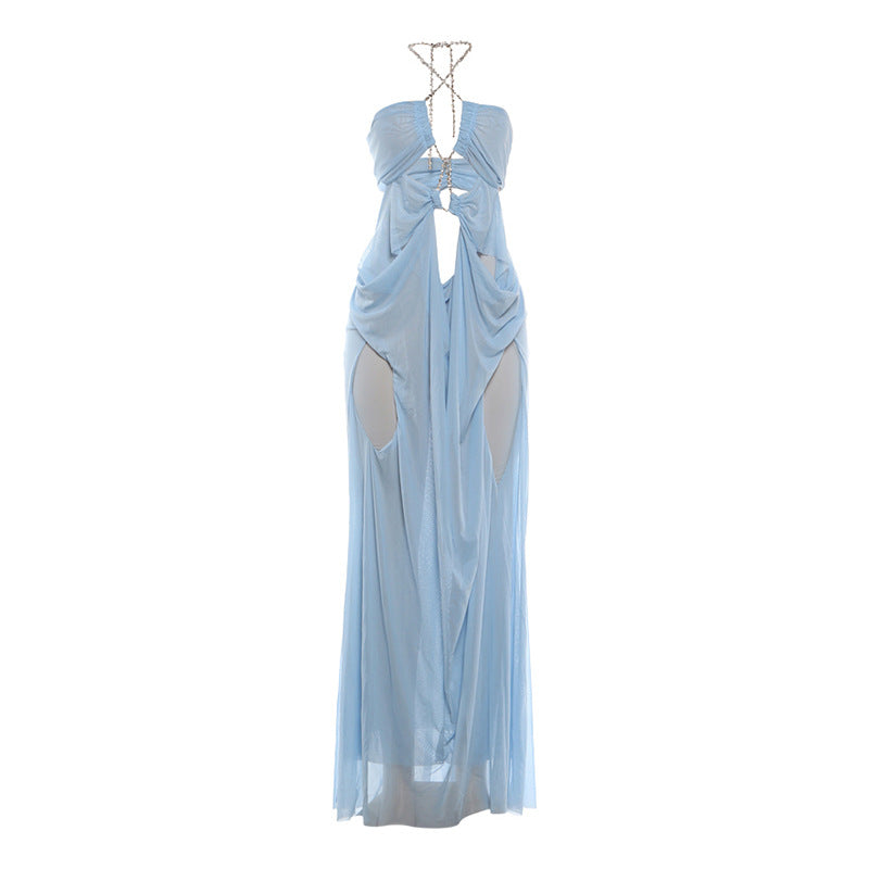 The Celeste Chain Gown – Blue