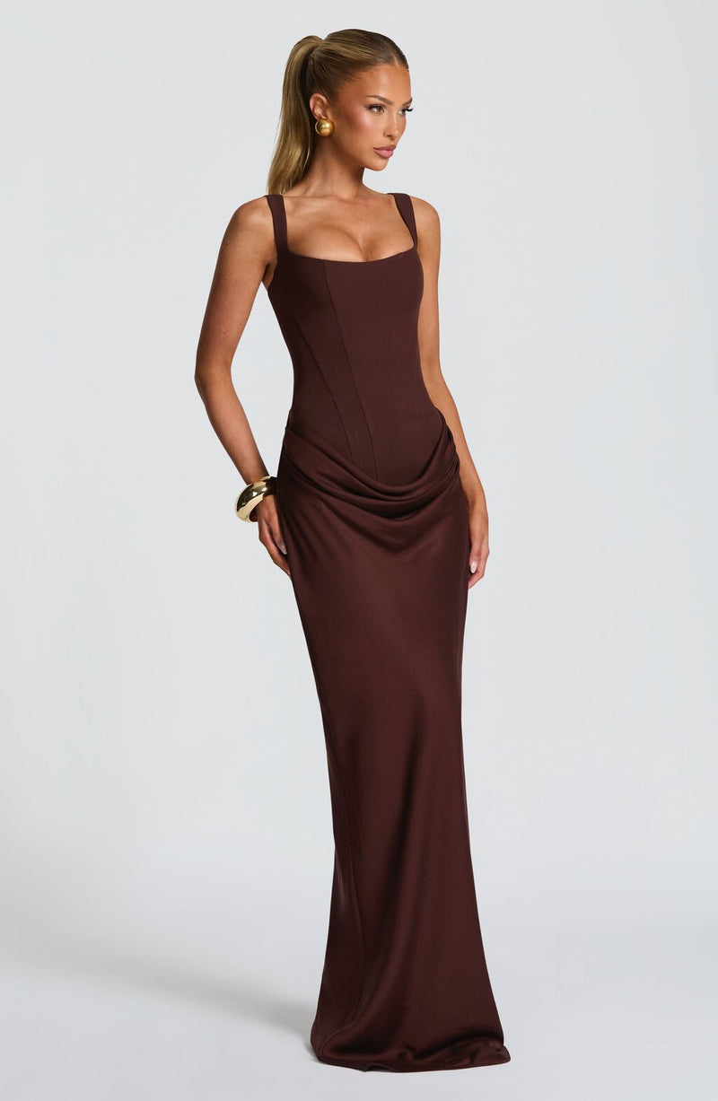The Valencia Maxi Dress – Brown