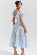 Lace Floral V-Neck Backless Maxi Dress