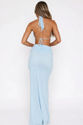 Slimming Twist Halter Deep V Hollow Out Vacation Maxi Dress