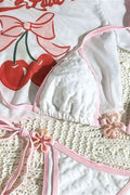 Cherry-Print 3-Piece Swim Set with Cover-Up