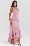 Floral Lace Bandeau Bodycon Maxi Dress