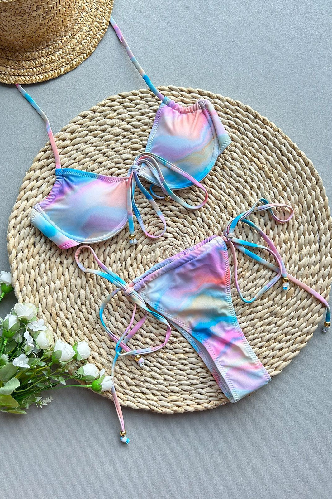 Flattering Padded Underwire Tie Bikini Set