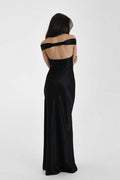 Satin Off Shoulder Bodycon Mermaid Maxi Dress