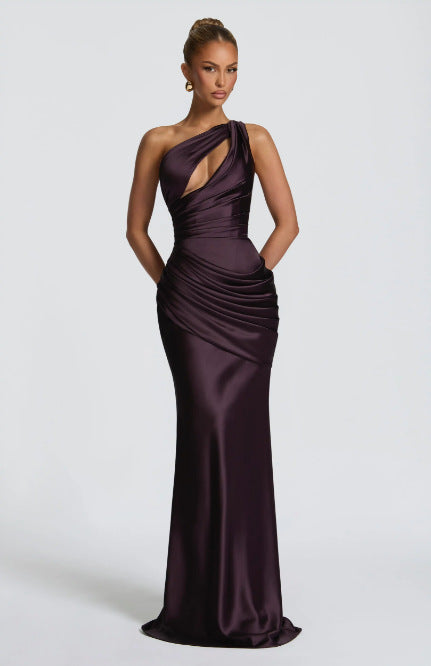 The Sol�ne Satin Maxi Dress – PLUM