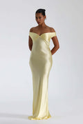 Satin Off Shoulder Bodycon Mermaid Maxi Dress