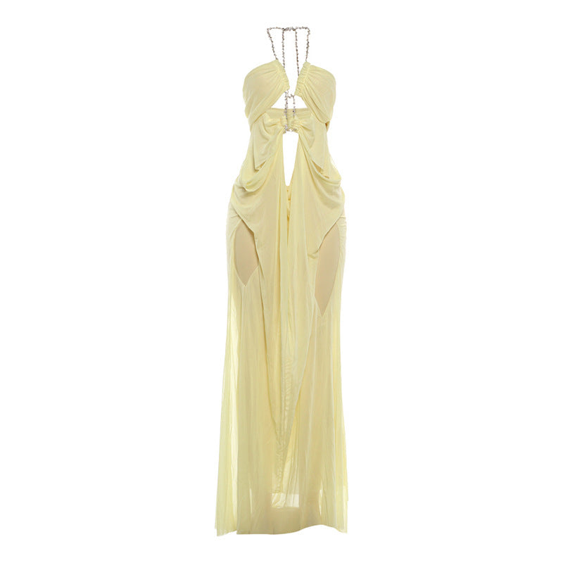 The Celeste Chain Gown – Yellow