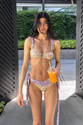 Floral Ring-Detail Streamer Bikini Set