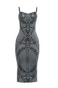 Cami Plunge Cutout Back Slit Print Maxi Dress