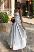 Square Neck Spaghetti Strap Bodycon Maxi Dress