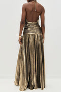 Halter Backless Split Tie Bodycon Maxi Dress