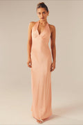 Elegant Solid V Neck Slim Fit Maxi Dress