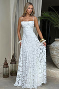 Chiffon Jacquard Backless Cami Maxi Dress