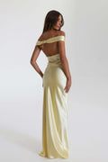 Satin Off Shoulder Bodycon Mermaid Maxi Dress