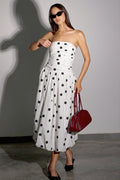 Polka Dot Bandeau Bodycon Maxi Dress