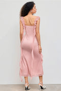 Shiny Flouncy Ribbon Elegant Maxi Dress