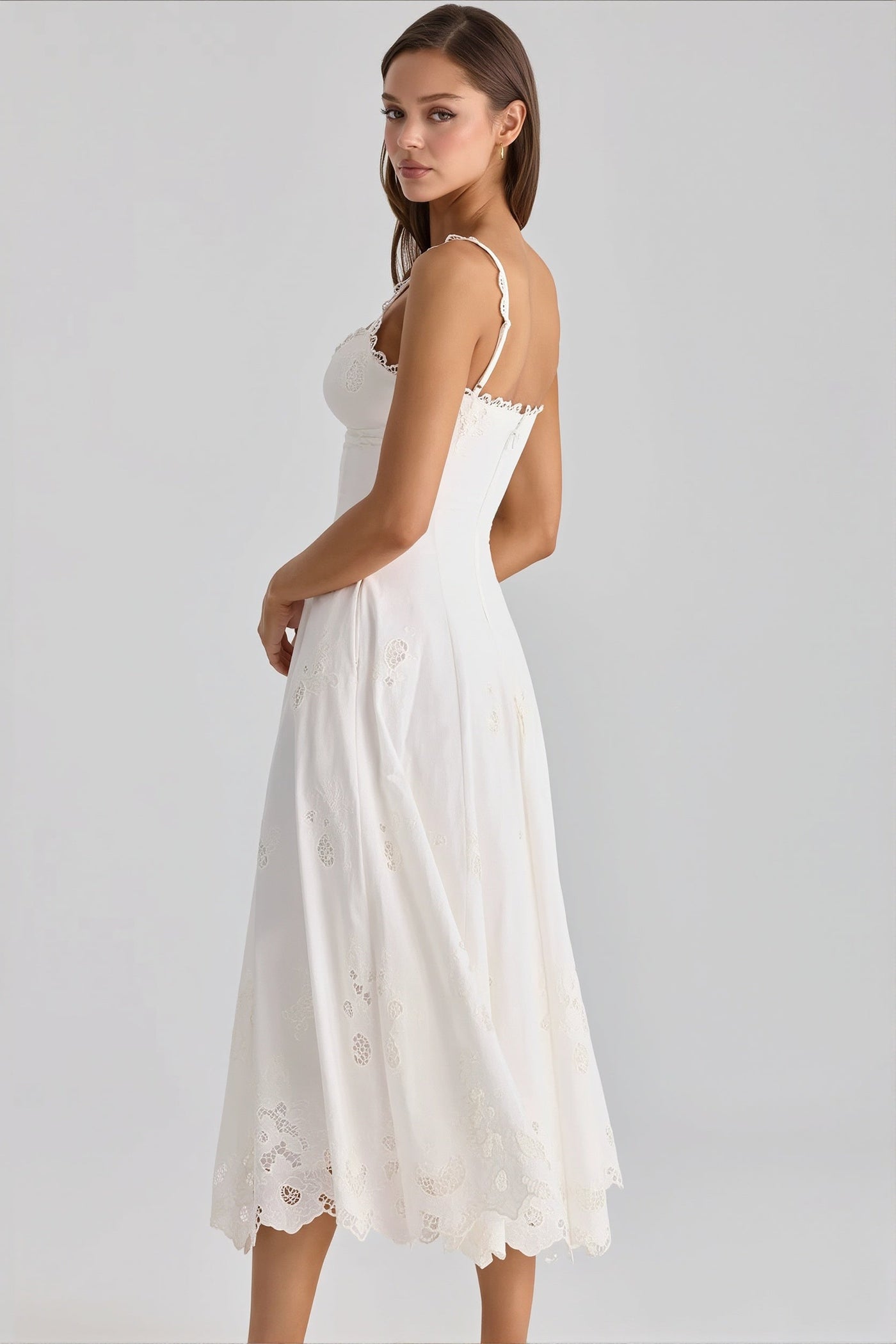 Elegant Embroidered Cutout Cami Maxi Dress