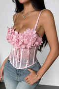 Floral Mesh Sexy Bustier Cami Top