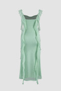 Shiny Flouncy Ribbon Elegant Maxi Dress