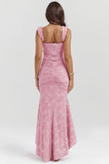 Floral Lace Bandeau Bodycon Maxi Dress