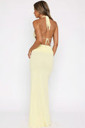 Slimming Twist Halter Deep V Hollow Out Vacation Maxi Dress