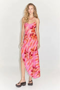 Floral Printed Spaghetti Strap Backless Tie Maxi Dress