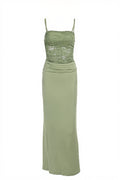 Lace Splice Bodycon Tube Maxi Dress