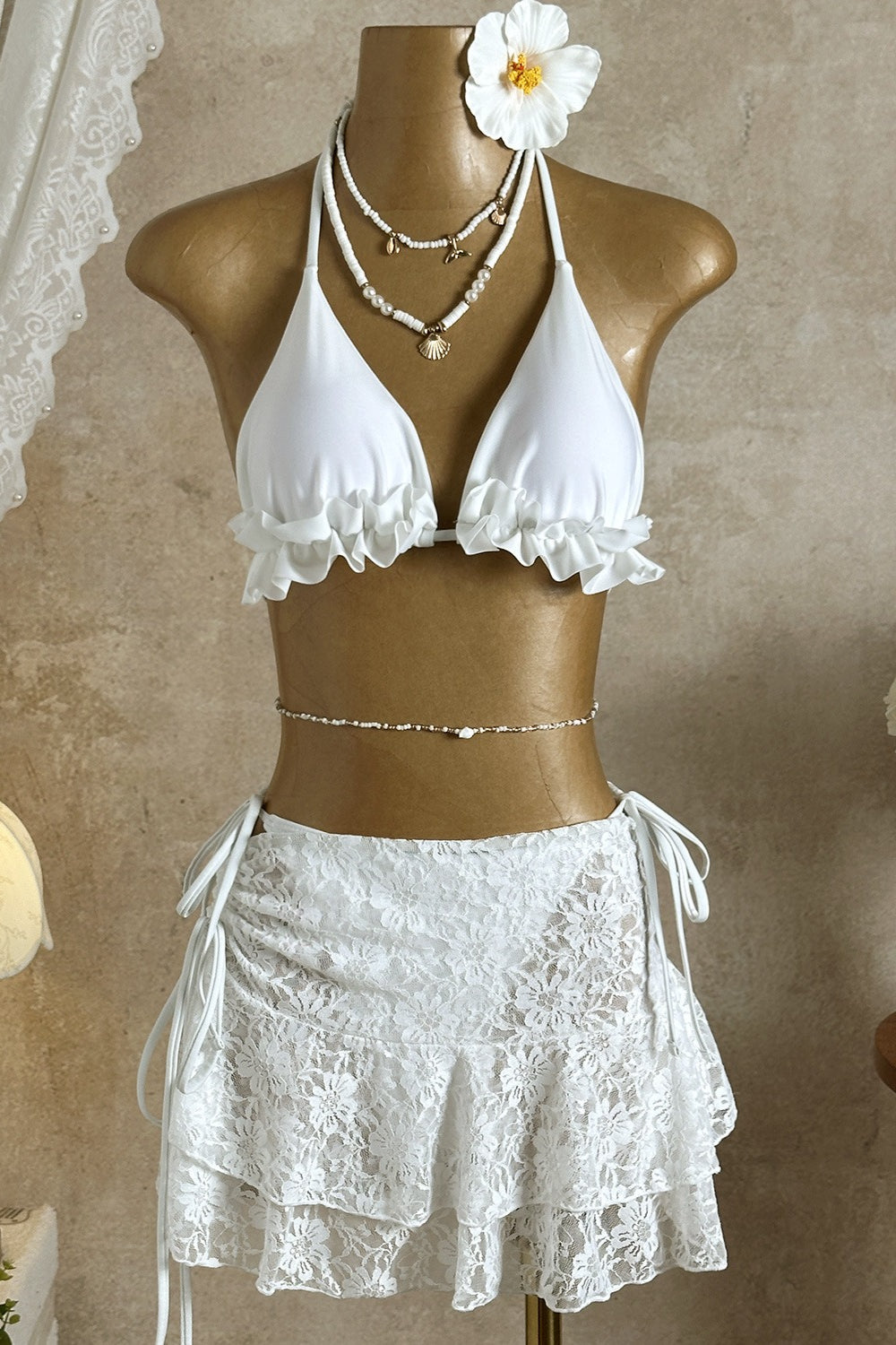 Quenelle Lace Three-Piece Swim Set