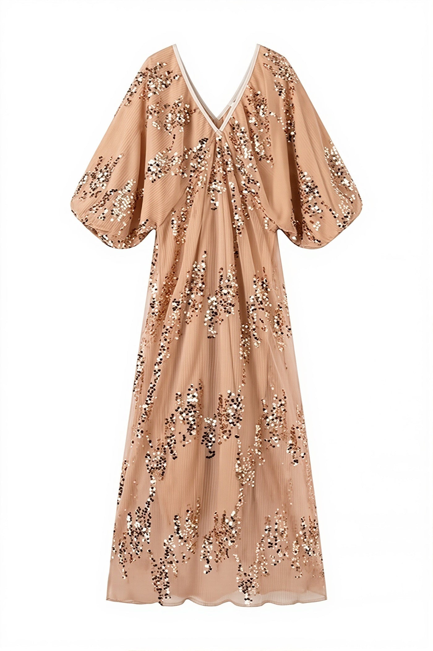 Sequin Deep V-Neck Maxi Dress